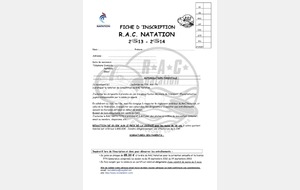 FICHE D'INSCRIPTION 2013 / 2014