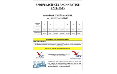 TARIFS 2022/2023